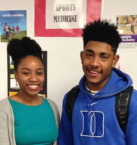 Licensed Athletic Trainer Stephanie Polydore helped her Waltrip HS student Xavier Smith recover from a season-ending injury last fall. Now fully recovered, he plans to run track this spring.