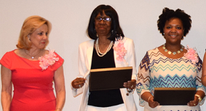 L-R are School Nurses of the Year for 2015: Cynthia Tanner (Walnut Bend ES), Evelyn Skinner (Osborne ES), and Majorie Robinson-Vaval (Worthing HS).