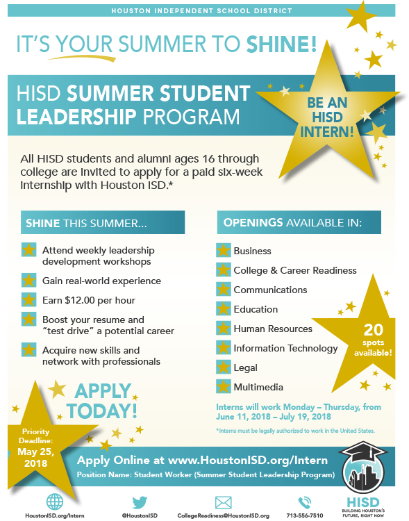 Hisd Launches Summer Student Leadership Program For High School