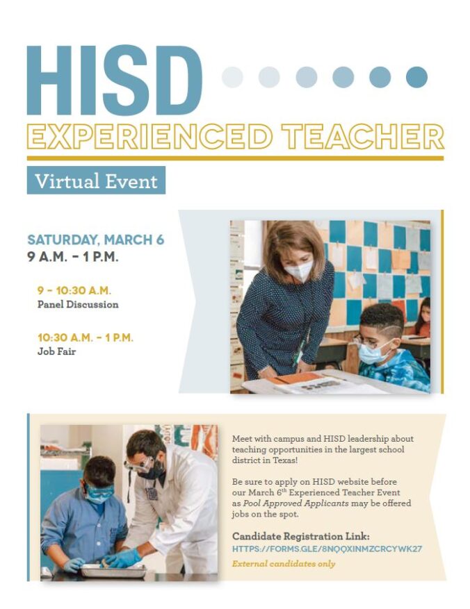 HISD Teacher Recruitment to host Experienced Teacher Job Fair on March