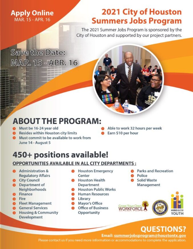 City Of Houston Program Offers Paid Summer Jobs To Students News Blog   HHY Initiative Flyer 2021 676x872 