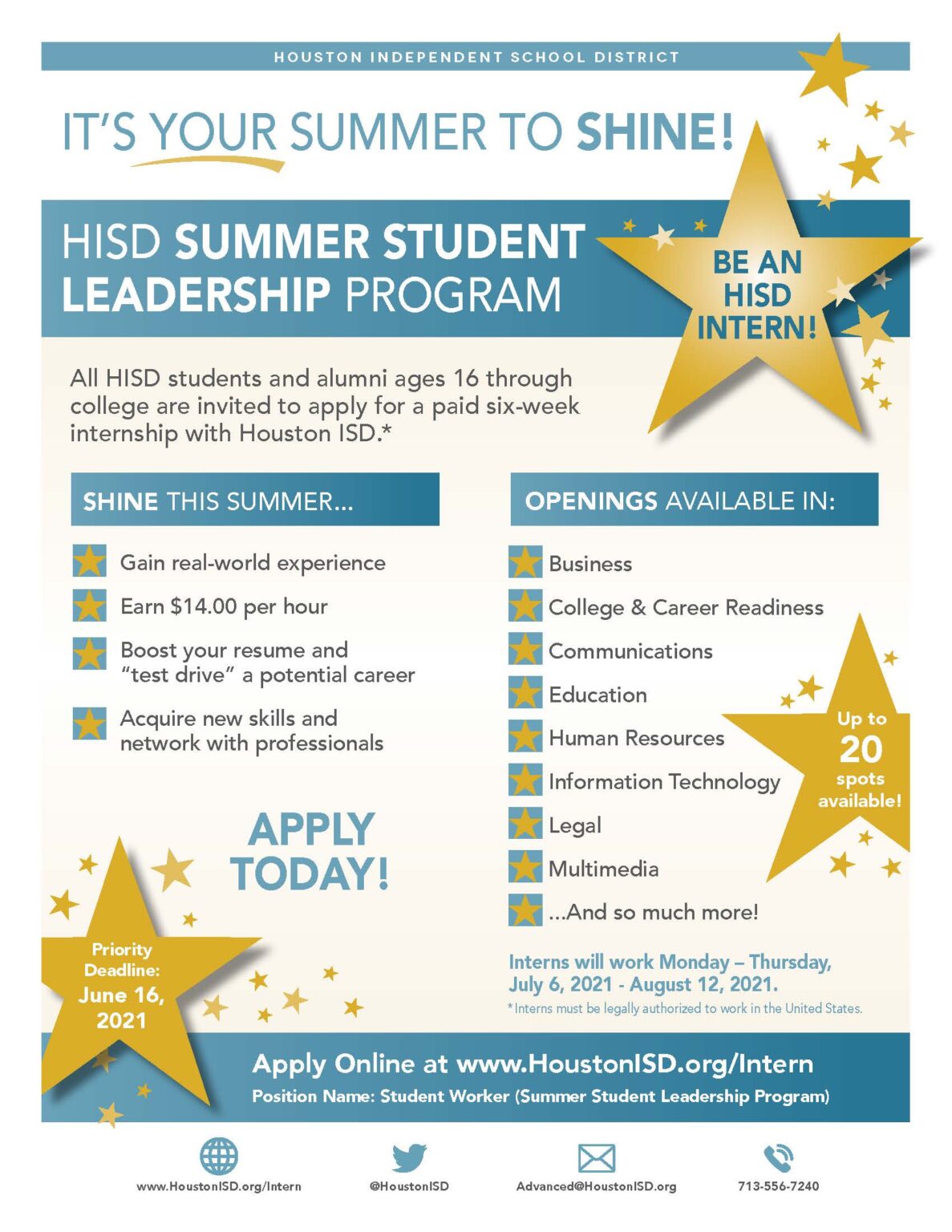 Summer Student Leadership Program accepting applications from high