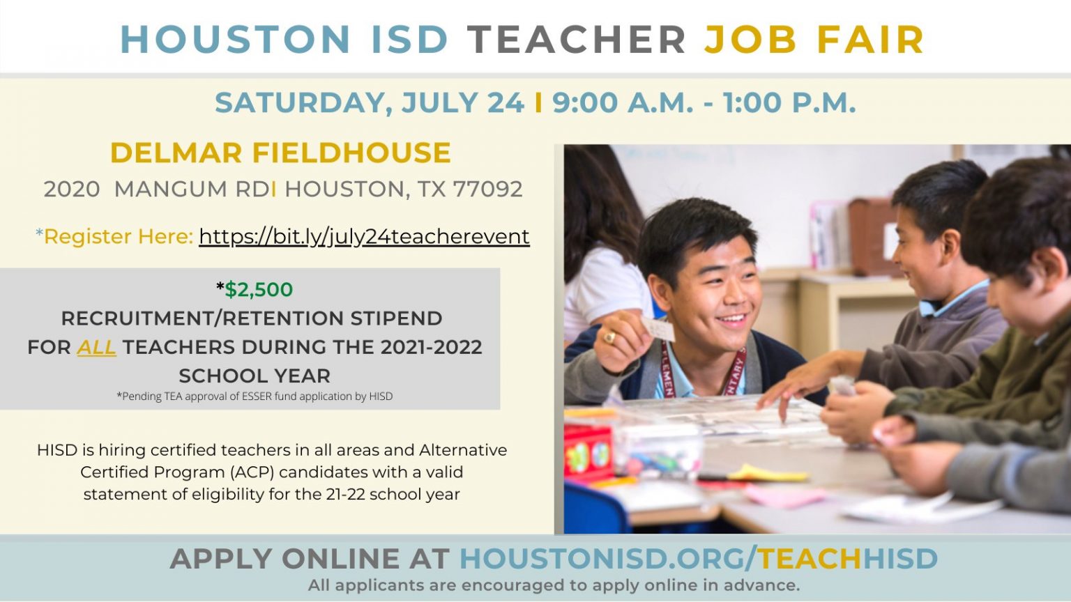 HISD Hosting Teacher Job Fair On July 24 - News Blog