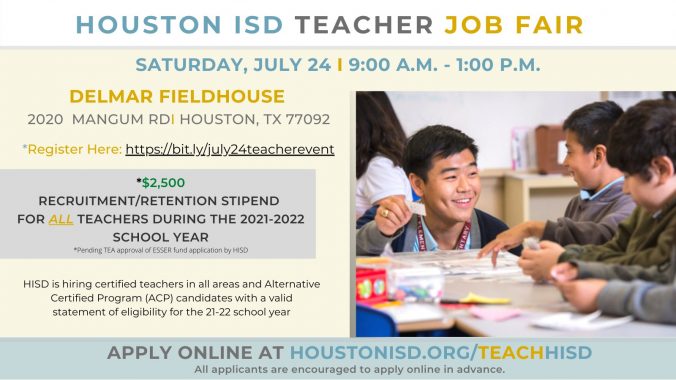 HISD Teacher Job Fair - Saturday July 24