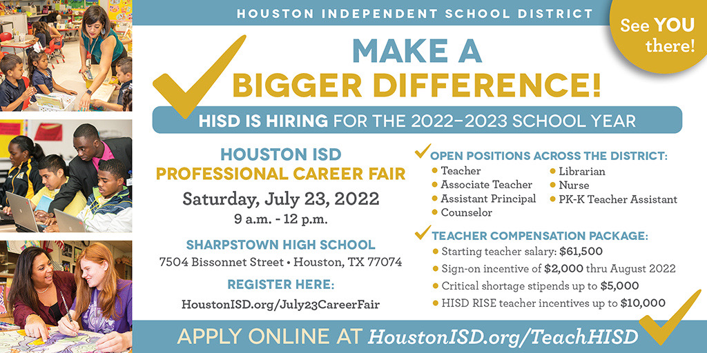 HISD Professional Career Fair July 23 open to all candidates News Blog