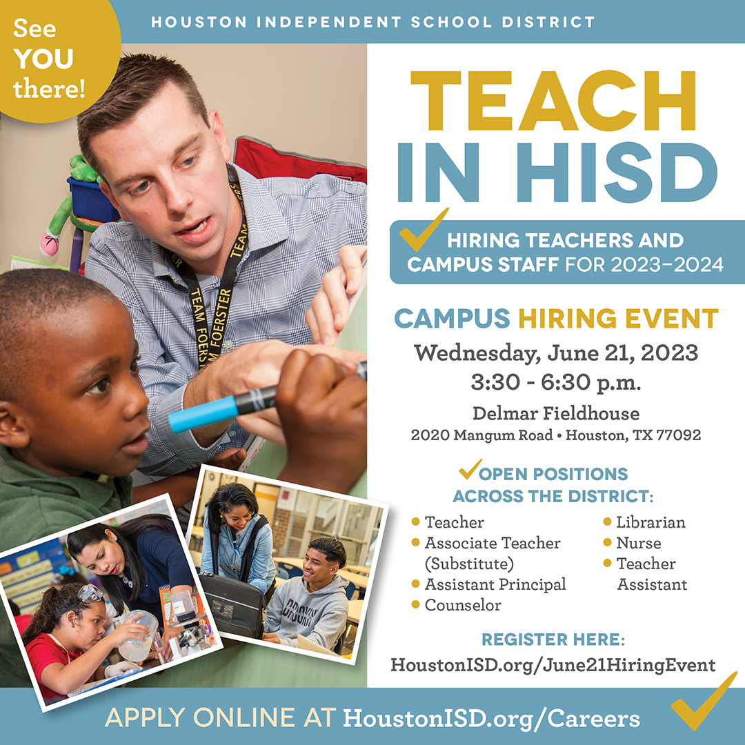 HISD hosting Campus Hiring Event Wednesday, June 21 News Blog