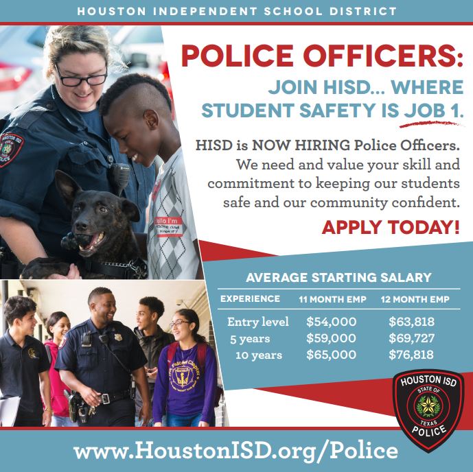 HISD PD increases salaries, offers bonuses for new police officers