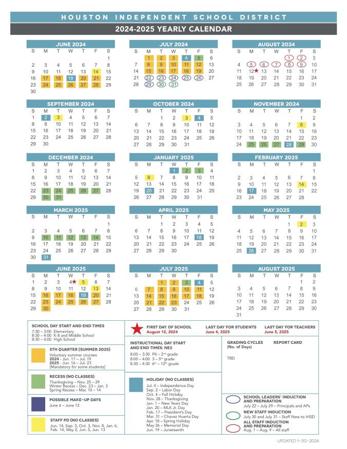 Hisd School Calendar 2024 Audi Marena