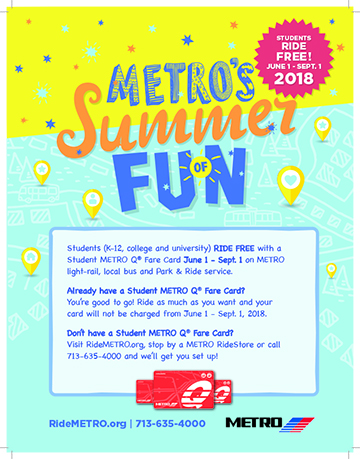Viajes gratis en METRO durante el verano para estudiantes K-12 y de  universidad - Noticias HISD